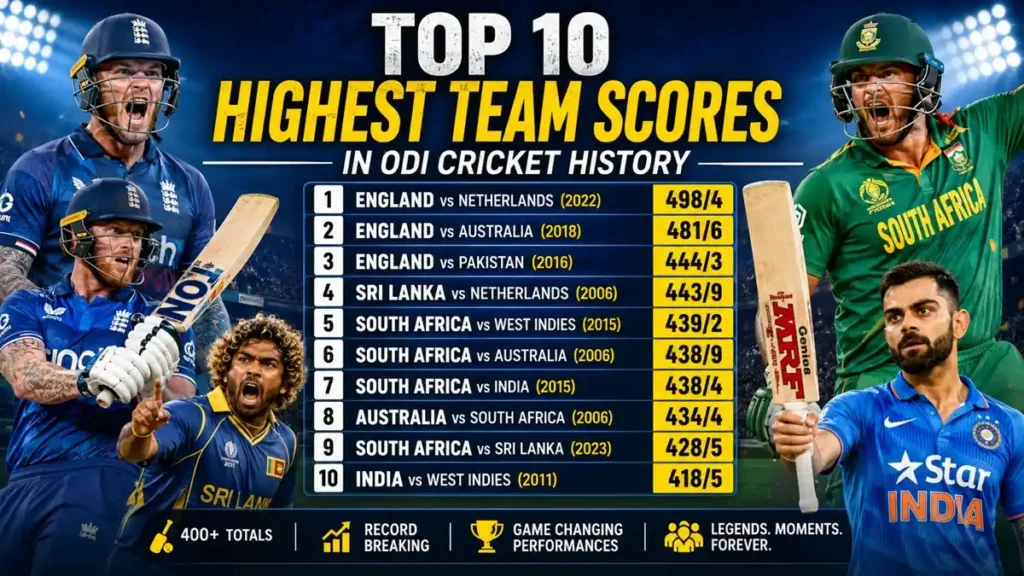 Top 10 Highest Team Scores in ODI Cricket History​