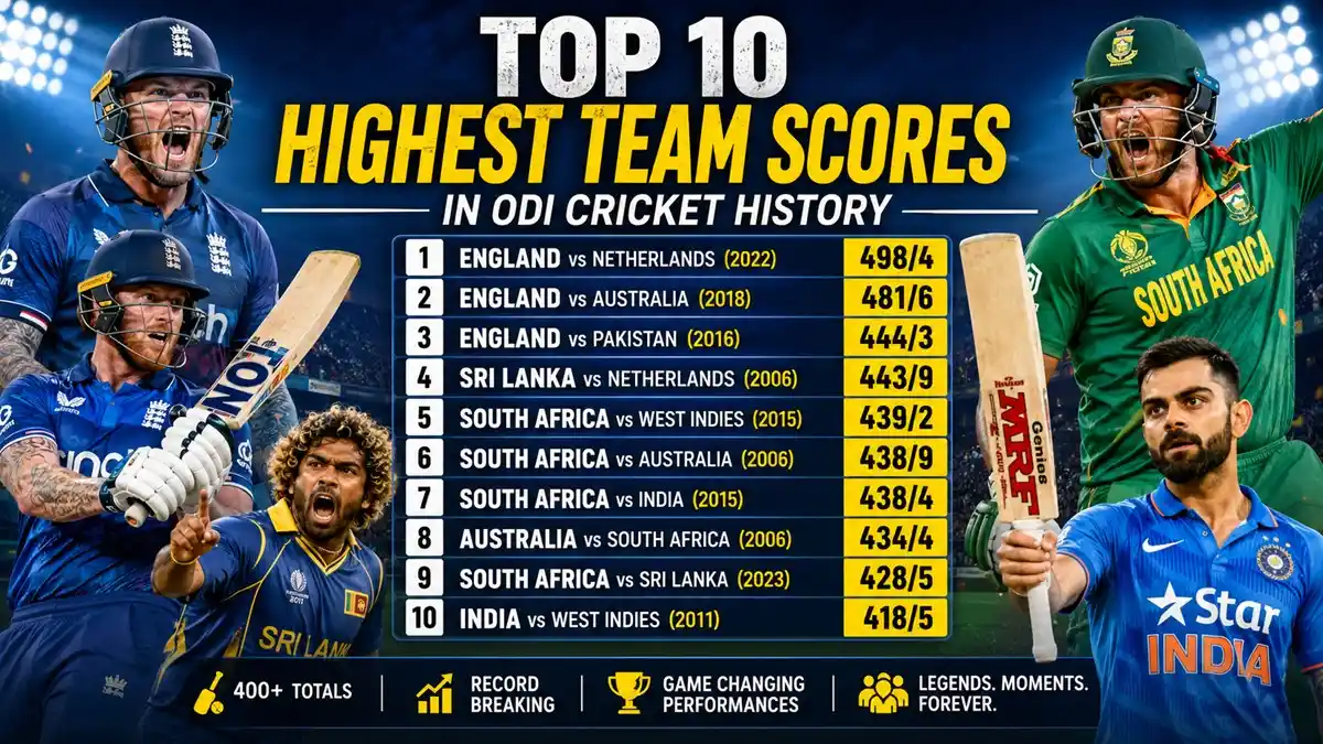 Top 10 Highest Team Scores in ODI Cricket History​