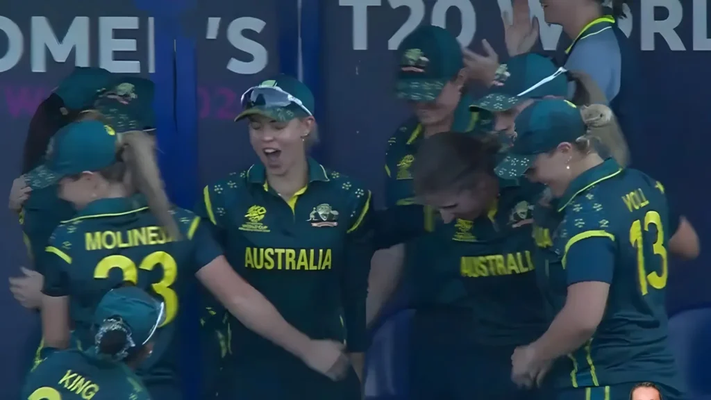 Australia women players celebrate during their seventh Women’s T20 World Cup title campaign